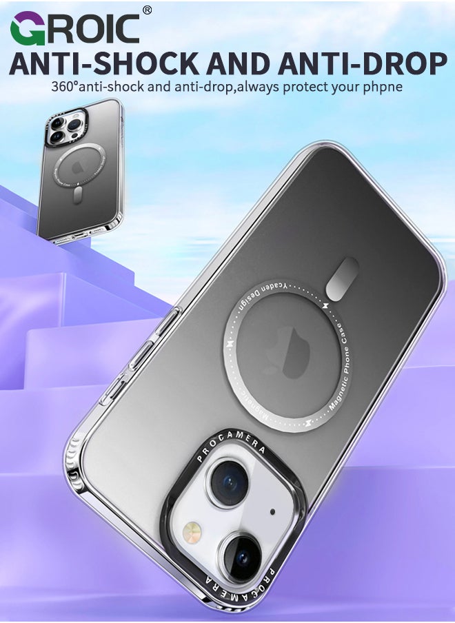 GROIC - iPhone 15 Case Gradient Black Magnetic Case for 15 Compatible with Magsafe Frosted Texture Case for Women, Shockproof Slim Phone Case for 15 6.1 Inch - Image 1