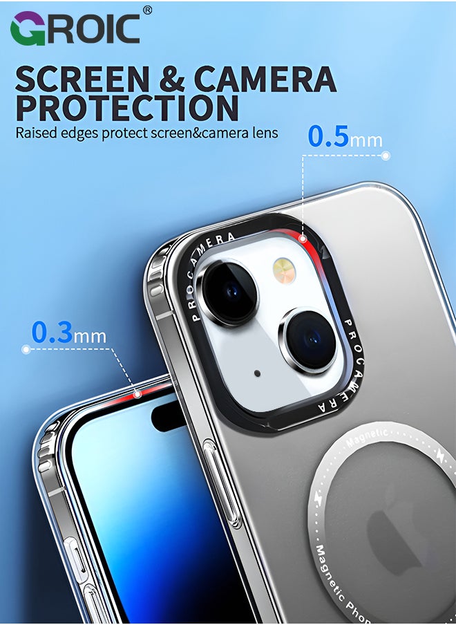 GROIC - iPhone 15 Case Gradient Black Magnetic Case for 15 Compatible with Magsafe Frosted Texture Case for Women, Shockproof Slim Phone Case for 15 6.1 Inch - Image 1