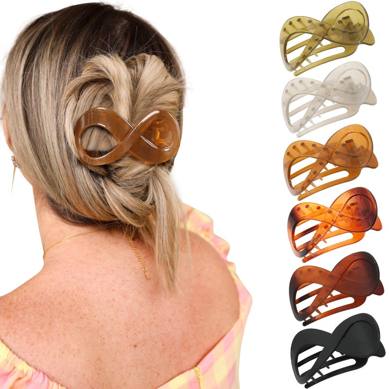 AWAYTR French Concord Flat Hair Clips - 6PCS Curved Hair Claw No Slip Hair Clips Volume Strong Hold Clip Hair Claw for Women Girls (Duckbil(Medium, 3.3")) - Image 1