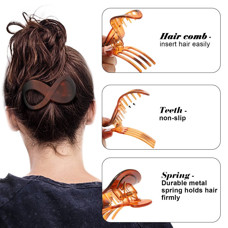 AWAYTR French Concord Flat Hair Clips - 6PCS Curved Hair Claw No Slip Hair Clips Volume Strong Hold Clip Hair Claw for Women Girls (Duckbil(Medium, 3.3")) - Image 5