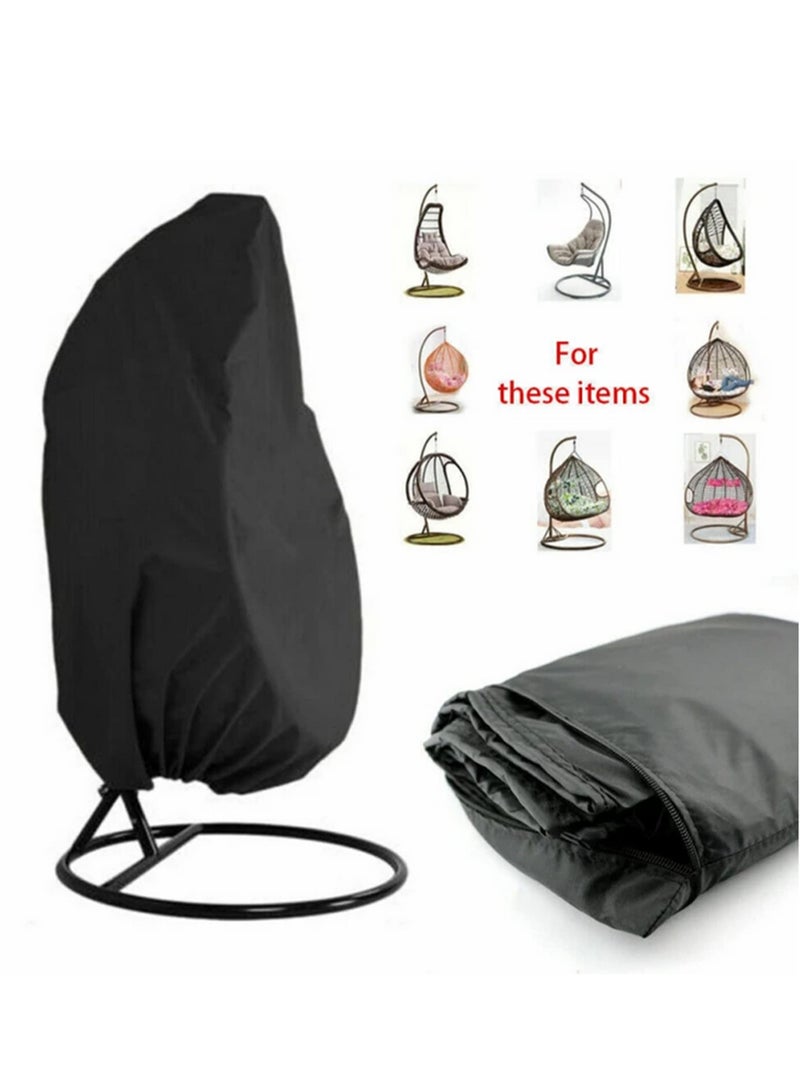 Generic Waterproof Hanging Egg Chair Cover for Garden Patio Swing Dustproof Case Elastic Hem Drawstring UV Resistant 210D Polyester PU Coating for Swinging Pod Chair Rattan Furniture-190x115cm  - Image 2