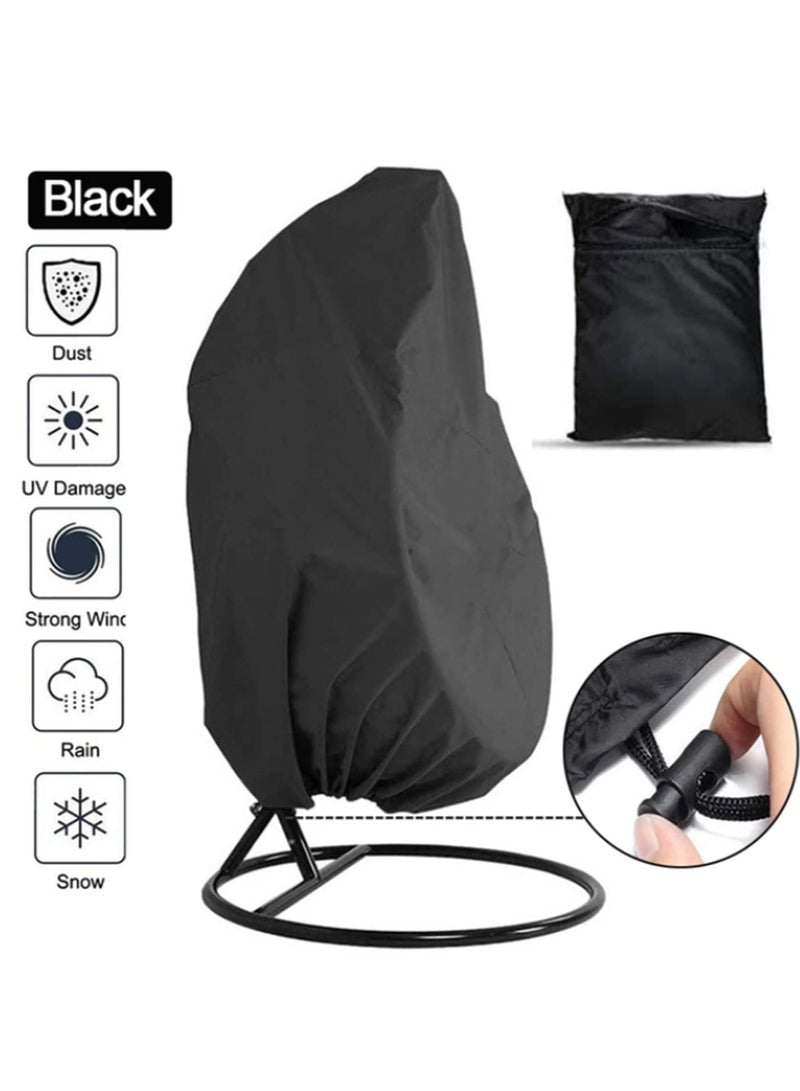 Generic Waterproof Hanging Egg Chair Cover for Garden Patio Swing Dustproof Case Elastic Hem Drawstring UV Resistant 210D Polyester PU Coating for Swinging Pod Chair Rattan Furniture-190x115cm  - Image 3