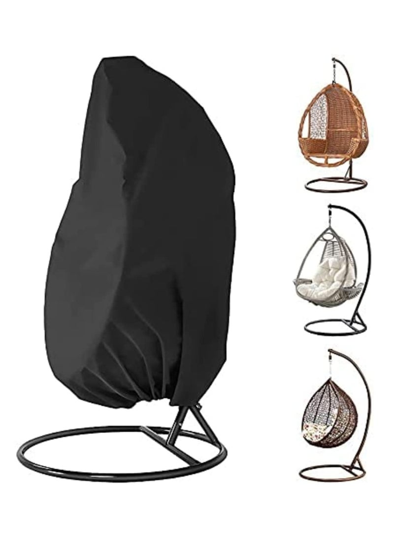 Generic Waterproof Hanging Egg Chair Cover for Garden Patio Swing Dustproof Case Elastic Hem Drawstring UV Resistant 210D Polyester PU Coating for Swinging Pod Chair Rattan Furniture-190x115cm  - Image 1