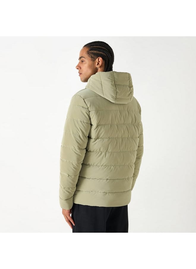 Kappa - Kappa Solid Zip Through Puffer Jacket with Hood and Pockets - Image 1