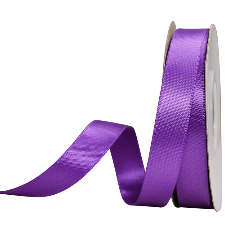YAMA Double Face Satin Ribbon - 5/8" 25 Yards for Gift Package Wrapping,Floral Design,Hair Bow Clip Making,Crafting,Sewing,Wedding Decor, Purple - Image 1