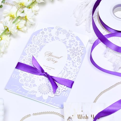 YAMA Double Face Satin Ribbon - 5/8" 25 Yards for Gift Package Wrapping,Floral Design,Hair Bow Clip Making,Crafting,Sewing,Wedding Decor, Purple - Image 5