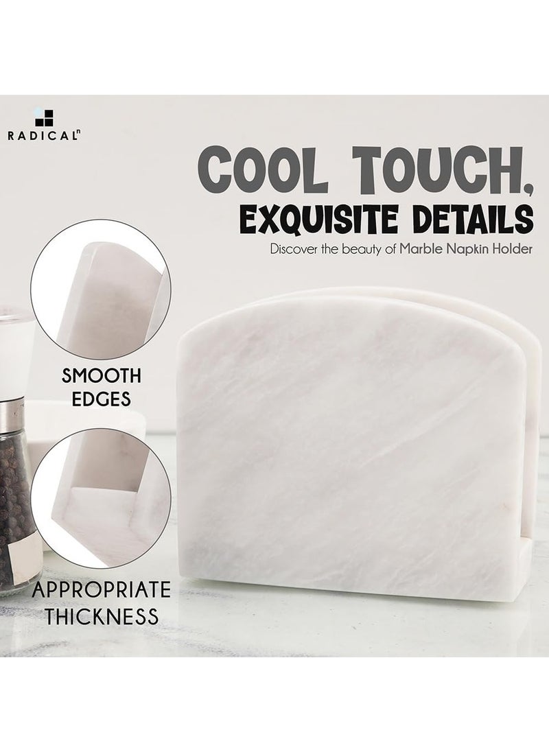 RADICALn - RADICALn Handmade White Marble Napkin Holder Perfect for Wall Decoration Table Top Decor Coffee Table Elegant Paper Towel Holder for Kitchen - Image 1