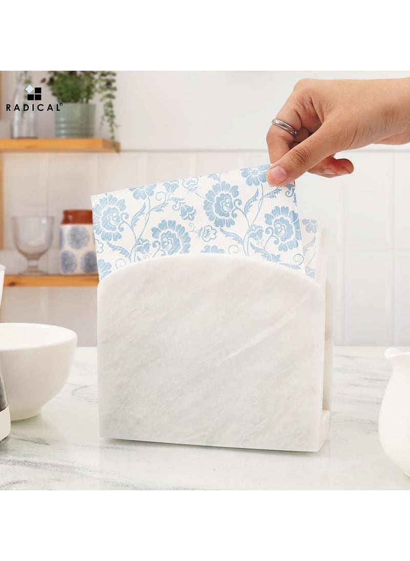 RADICALn - RADICALn Handmade White Marble Napkin Holder Perfect for Wall Decoration Table Top Decor Coffee Table Elegant Paper Towel Holder for Kitchen - Image 1