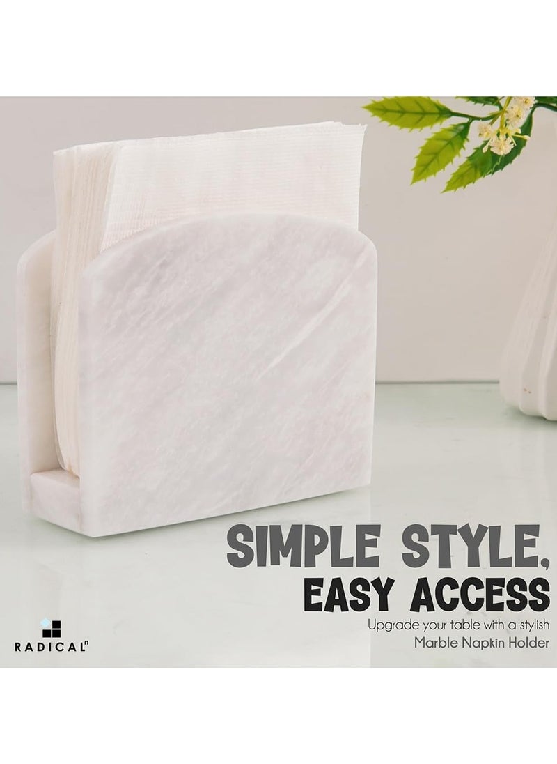 RADICALn - RADICALn Handmade White Marble Napkin Holder Perfect for Wall Decoration Table Top Decor Coffee Table Elegant Paper Towel Holder for Kitchen - Image 1
