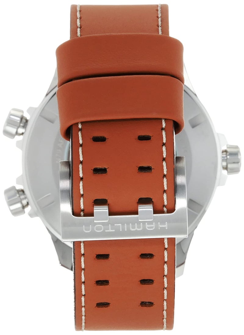Hamilton Khaki Aviation Automatic Men's Watch, 45mm Stainless Steel Case, Swiss Made, Black Dial Analog Wrist Watch for Men, 100m Waterproof, Sapphire Crystal, 3-Hand Movement, Cow Leather Strap - Image 3