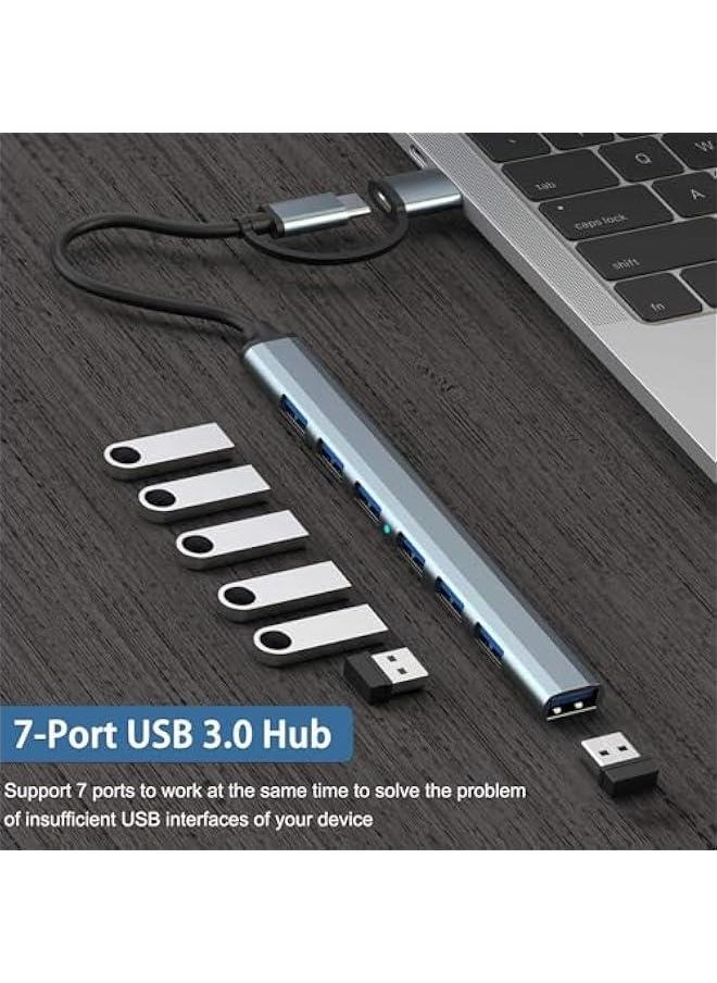 HOOKOR USB Hub 3.0 with 7 Ports, Aluminium USB C to USB 3.0 Hub for MacBook, Mac Pro/Mini, iMac, Ps4, PS5, Surface Pro,Flash Drive, Samsung (Expand USB Ports)  - Image 2