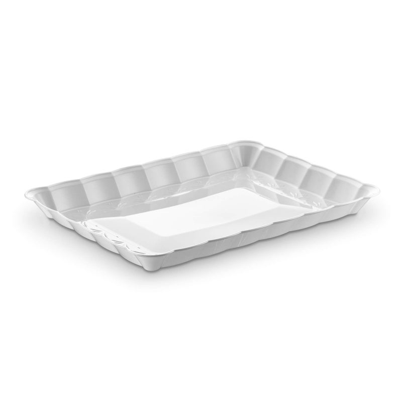 PLASTICPRO Plasticpro Plastic Serving Trays - Serving Platters Rectangle 9X13 Disposable Party Dish (12  White)  - Image 2