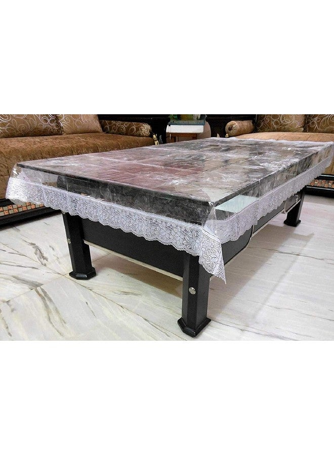 Kuber Industries Polyvinyl Chloride Table Cloth|Center Table Cover|Round Table Cover|Table Cover 4 Seater|Transparent - Image 2