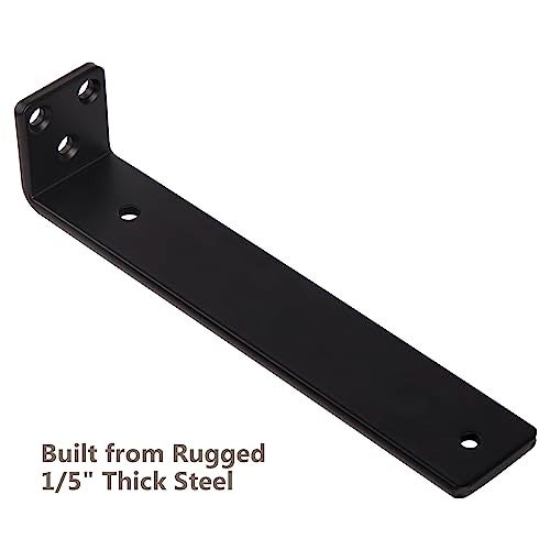 NEODROP 12 Inch Floating Shelf Brackets, Heavy Duty Hidden Bracket for Wall, Mantel, Bookshelves, Black Powder Coated Steel, 4-Pack - Image 3