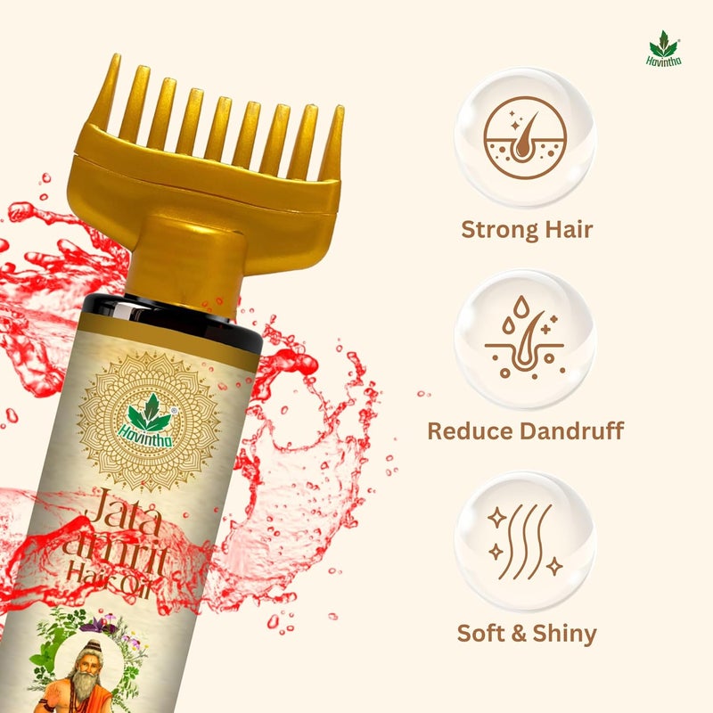 Havintha Jata Amrit Herbal Hair Oil For Men Women 100 Ml Helps Hair Growth Long Shiny Reduces Hair Fall With Rosemary Tea Tree Lavender Castor Oil Ratanjot Neem Leaves Black Seeds - Image 2