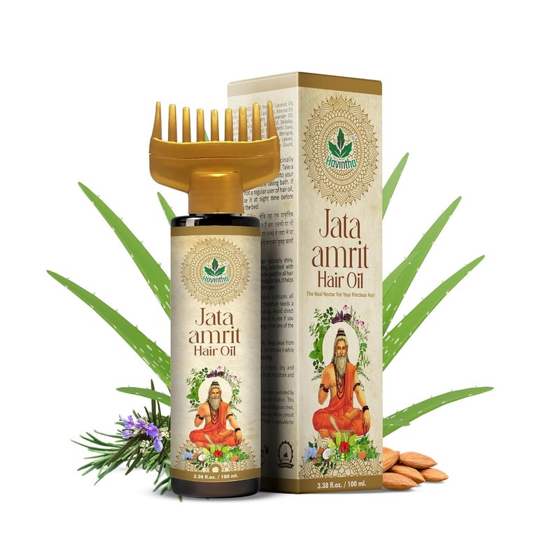 Havintha Jata Amrit Herbal Hair Oil For Men Women 100 Ml Helps Hair Growth Long Shiny Reduces Hair Fall With Rosemary Tea Tree Lavender Castor Oil Ratanjot Neem Leaves Black Seeds - Image 1