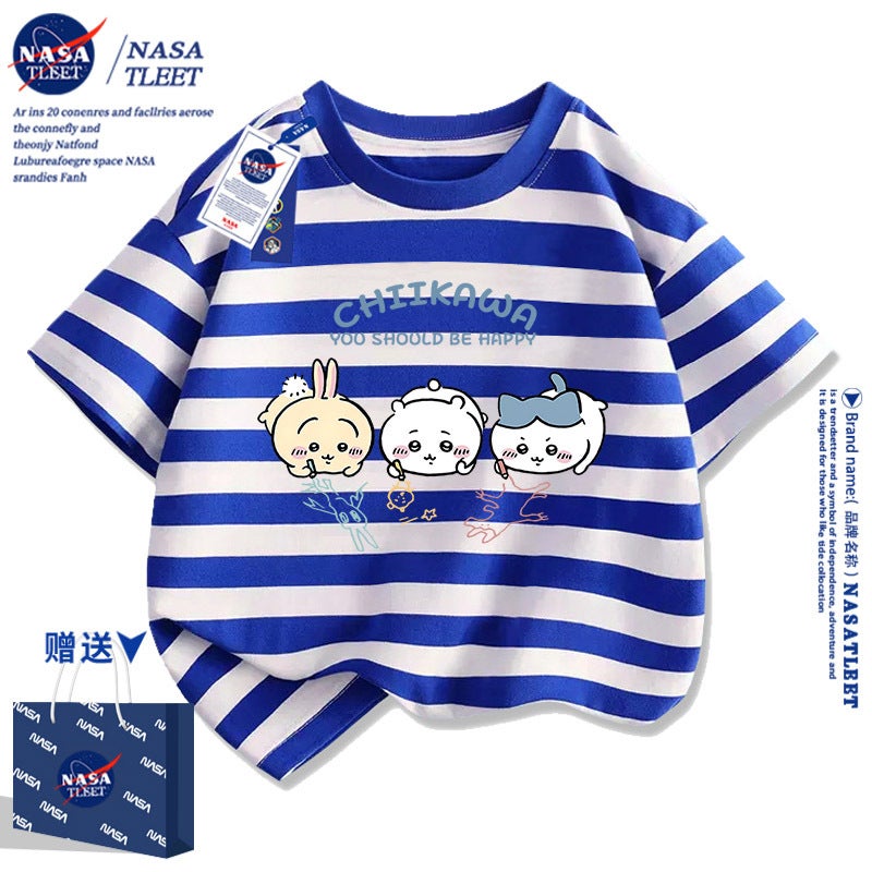 Nasa Co-Branded Cotton Short-Sleeve Versatile Crew Neck Base Shirt For Boys And Girls, New Summer Trendy Brand T-Shirt Half-Sleeve For Children - Image 1
