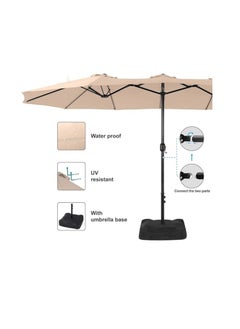 Cool Baby COOLBABY 15ft Double Top Extra Large Parasol with Crank Including Base for Patio Beach  - Image 5