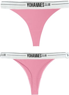 Yohannes Club Yohannesclub, Women, Elastic Band Thong Panties, 2-Pack, Powder, Pink  - Image 3