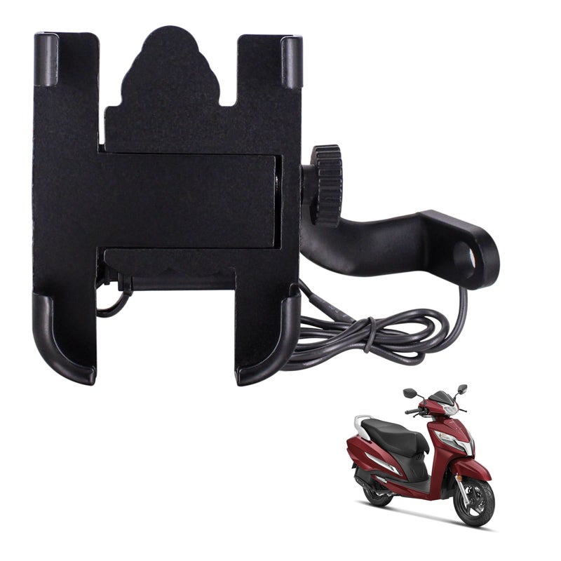 Asryd CNC Bike Mount Holder for Navigation 360 Degree Rotating Handlebar Metal Body Cradle Stand Fits for All Smartphones (CNC Metal Holder with USB Charger) for Honda Activa 125 (Pack of 1Pcs) - Image 5