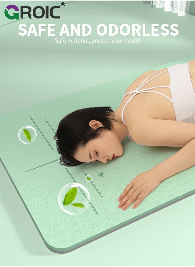 GROIC - Yoga Mat, Extra Wide 72.8"x 31.5" x 0.24" Pilates Fitness Mats with Alignment Marks, Non Slip Fitness Yoga Mats, Exercise Mats for Yoga Pilates Home Floor Workout with Carrying Sling and Storage Bag - Image 1