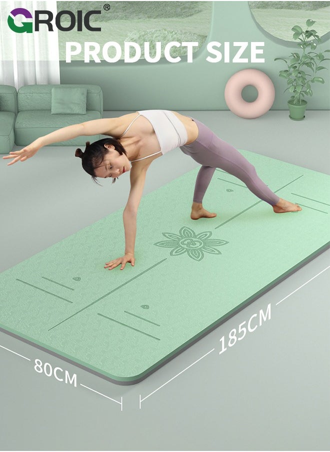 GROIC - Yoga Mat, Extra Wide 72.8"x 31.5" x 0.24" Pilates Fitness Mats with Alignment Marks, Non Slip Fitness Yoga Mats, Exercise Mats for Yoga Pilates Home Floor Workout with Carrying Sling and Storage Bag - Image 1