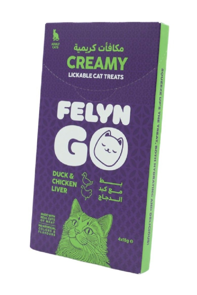 Felyn GO Cat Creamy Treats Duck And Chicken Liver Flavor 4 x 15g Artificial Color & Flavor-Free Formula - Cat Treats - Image 1