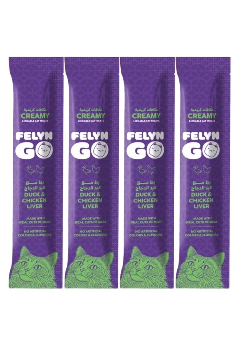 Felyn GO Cat Creamy Treats Duck And Chicken Liver Flavor 4 x 15g Artificial Color & Flavor-Free Formula - Cat Treats - Image 2