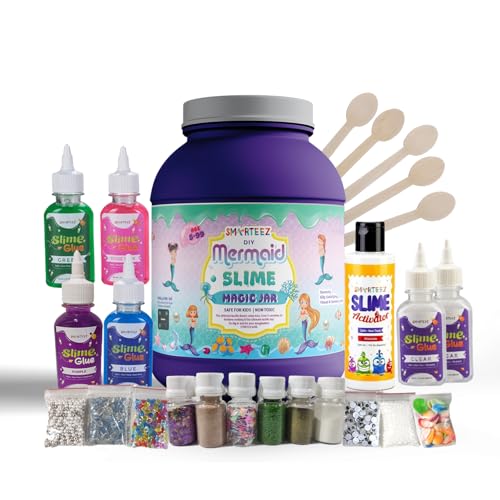 SMARTEEZ Mermaid Slime Therapy JAR | Mermaid KIT | DIY-Slime Making KIT | 25+ BATCHES | Glow-in-Dark, Metallic, Cloud Slime | Non Toxic | Safe | Kid Friendly | Jelly Putty Toys - Image 1