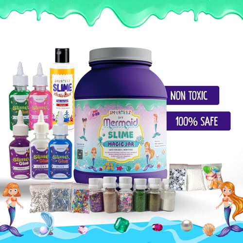 SMARTEEZ Mermaid Slime Therapy JAR | Mermaid KIT | DIY-Slime Making KIT | 25+ BATCHES | Glow-in-Dark, Metallic, Cloud Slime | Non Toxic | Safe | Kid Friendly | Jelly Putty Toys - Image 2