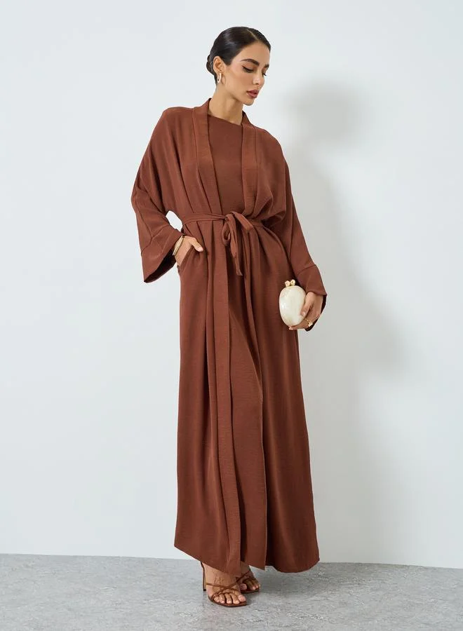 تايك تو طقم عباية وفستان محتشم بأكمام طويلة سادة للنساء