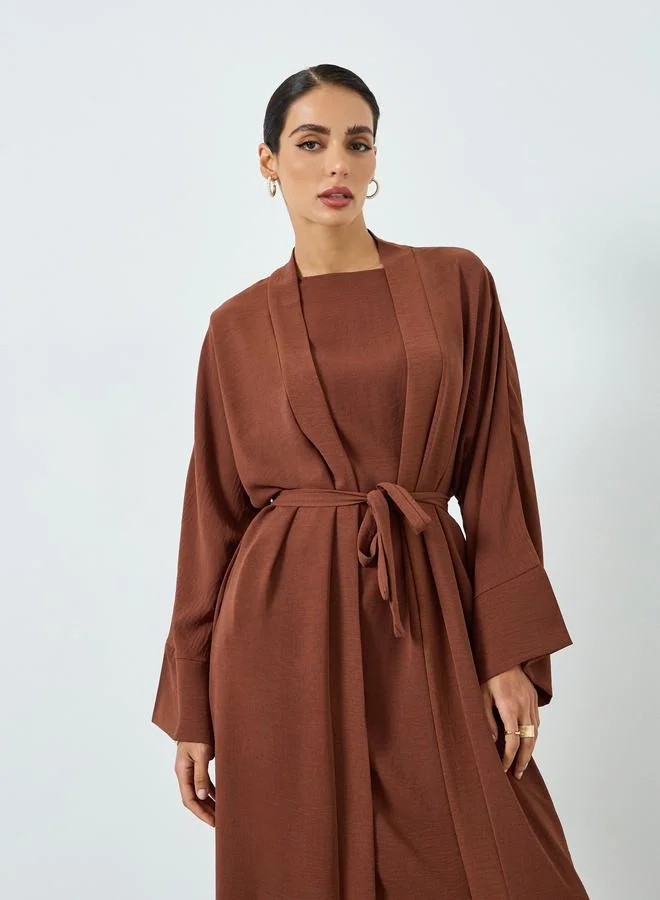 تايك تو طقم عباية وفستان محتشم بأكمام طويلة سادة للنساء