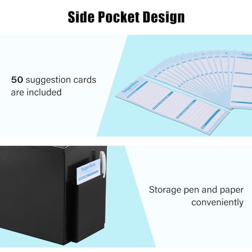 xydled Wall Mounted Suggestion Box with Key Lock, Metal Donation/Ballot/Voting/Collection/Key Drop Box with 50 Free Suggestion Cards , Black, 8.7"x 5.9"x7.1" - Image 5
