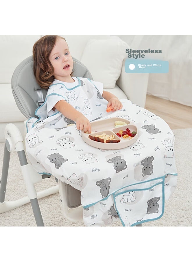 9i9 Children's Dining Cover Chair Set, Waterproof Baby Reverse A, Sleeveless Anti-dirt Splash-proof Bib, A12 Bear - Image 5