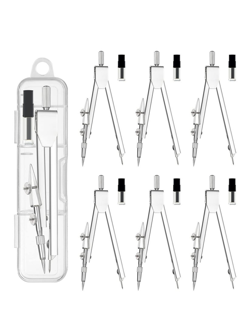 Excefore 6 Pack Compass for Geometry, Drafting Compass for Students, Math Compass, Metal Compass, Professional Drawing Compass, Suitable for Office and School Supplies  - Image 1