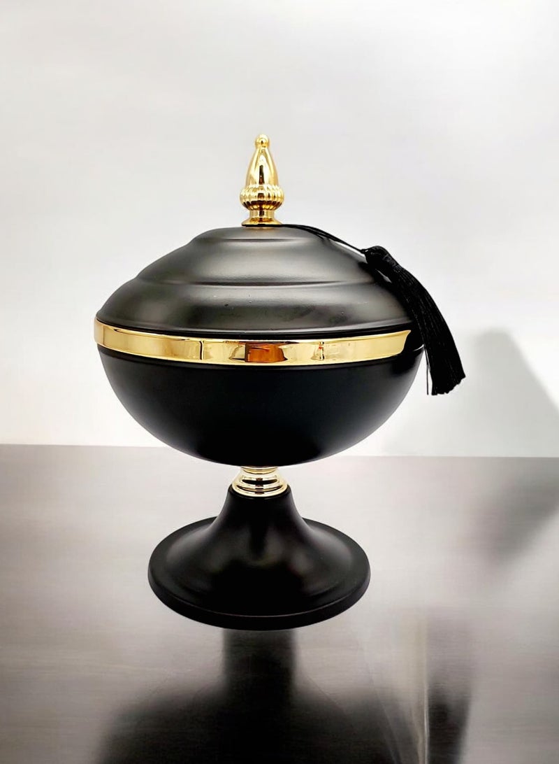 AKDC Decoration footed Candy Bowl With Lid Gold&black colors 18x25cm - Image 2
