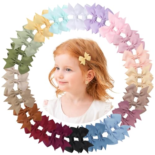 doboi 40PCS 2 Baby Hair Bows Clips Fully Lined Grosgrain Boutique Solid Ribbon Mini Bows for Girls Teens Infants Kids Toddlers Newborn - Image 1
