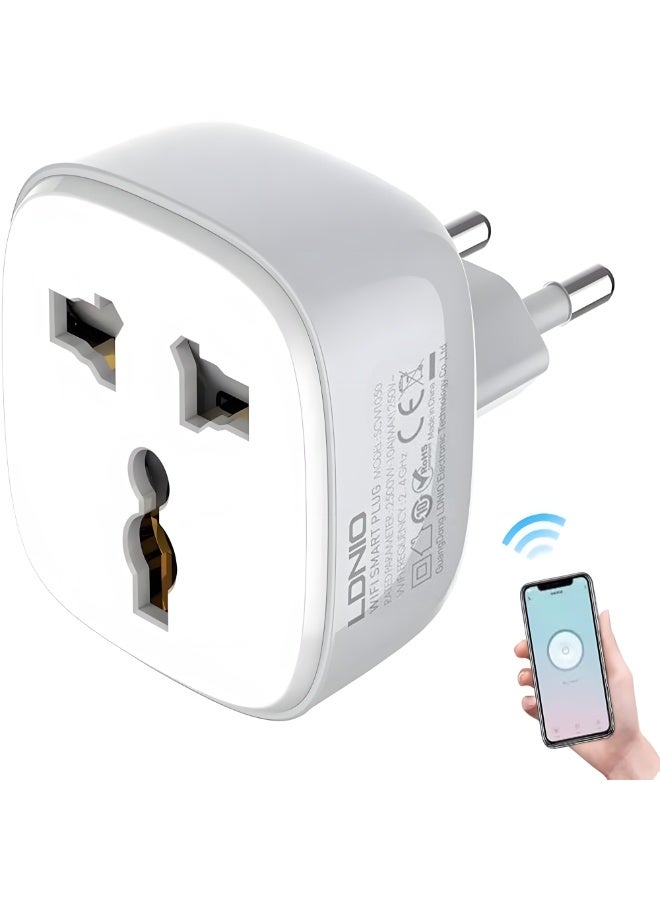 لدنيو قابس كهرباء ذكي واي فاي LDNIO SCW1050 2500 وات – Smart Plug تحكم عن بعد بالموبايل، Timer مؤقت تشغيل، فيشة ذكية لتوفير الكهرباء، حماية من الحمل الزائد والحرارة - Image 1
