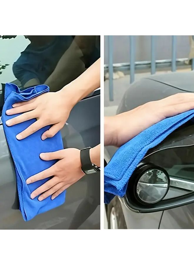 مجموعة مناشف غسيل السيارات من الألياف الدقيقة الزرقاء فائقة النعومة، 3 قطع، مناشف تنظيف ماصة - Image 4