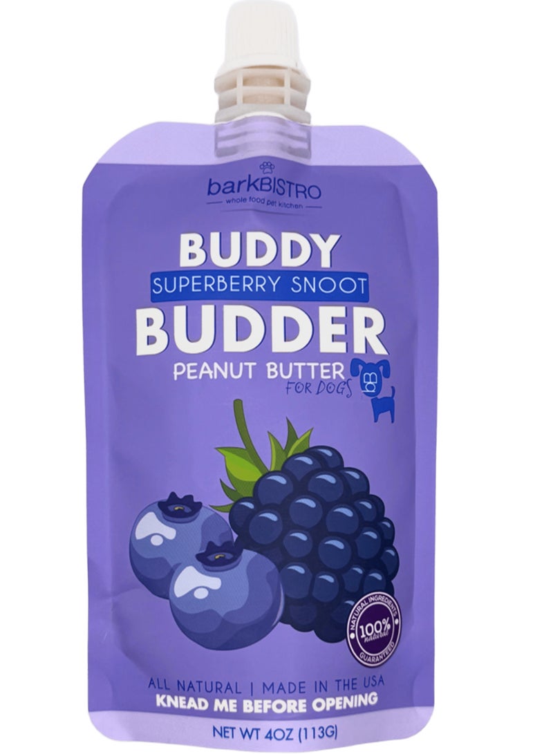 Bark Bistro Buddy Budder Squeeze – All-Natural Dog Treats Peanut Butter, Made in USA, [113g | 4oz] 🐶 - Image 1