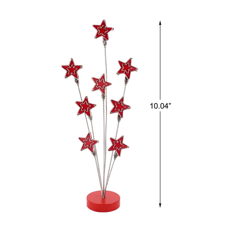 TFu 8-Branch Family Tree Picture Frame Holder  Card Photo Clips Holder Desk Stand For Memo Paper Note Photo Christmas Wedding Card Display (Red Star) - Image 3