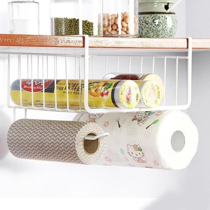 Go Hooked Multipurpose Under Shelf Basket 12 Inch Wire Rack Cabinet Storage Basket | Metal Hanging Basket for Home | Under Cabinet Drawer | Space Saving Under Shelf Rack (White, 1pcs) - Image 5