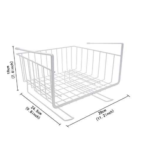 Go Hooked Multipurpose Under Shelf Basket 12 Inch Wire Rack Cabinet Storage Basket | Metal Hanging Basket for Home | Under Cabinet Drawer | Space Saving Under Shelf Rack (White, 1pcs) - Image 3