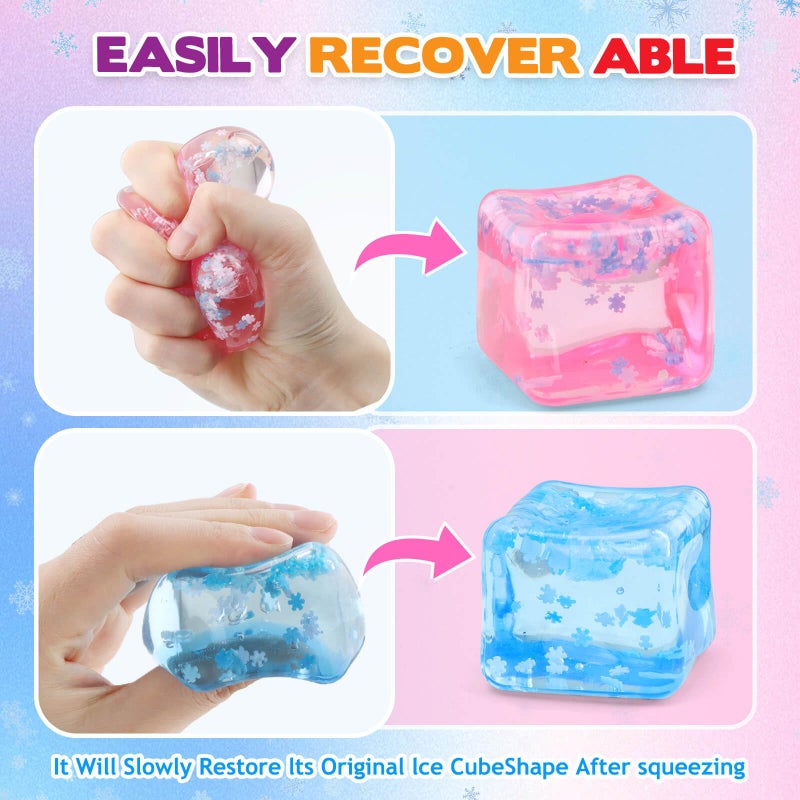 Chridark Ice Cube Fidget Toy for All Ages: 3 Pcs Sensory Squishy Fidget Toys, Square Stress Balls, Classroom Prizes, Anxiety Relief Stress Cube Gift for Kids Teens Adults - Image 4