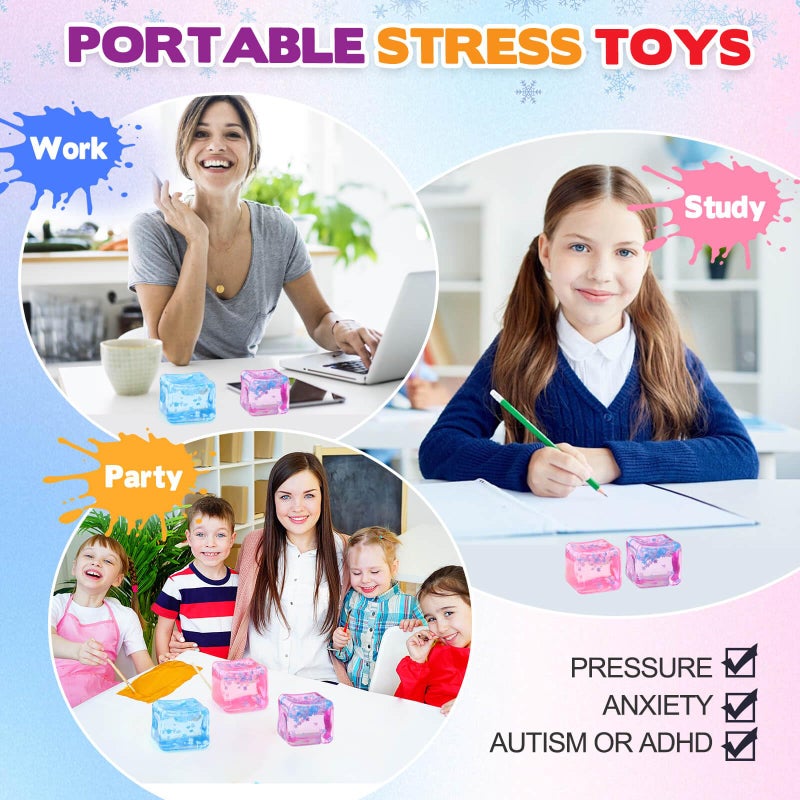 Chridark Ice Cube Fidget Toy for All Ages: 3 Pcs Sensory Squishy Fidget Toys, Square Stress Balls, Classroom Prizes, Anxiety Relief Stress Cube Gift for Kids Teens Adults - Image 5