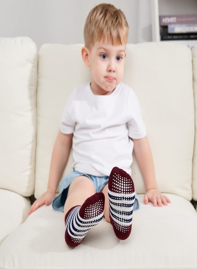 ZAPLES Baby Boys Non Slip Grip Ankle Socks with Non Skid Soles for Infants Toddlers Kids, 12 Pairs, Stripes Assort, 12-36 Months - Image 2