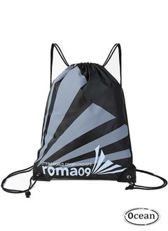 Ocean Oxford Fabric Drawstring Backpack Black, Waterproof Design, Sports Backpack, Large Capacity Backpack Suitable for Fitness, Swimming, Beach, Camping  - Image 1