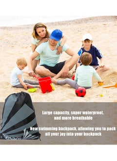 Ocean Oxford Fabric Drawstring Backpack Black, Waterproof Design, Sports Backpack, Large Capacity Backpack Suitable for Fitness, Swimming, Beach, Camping  - Image 2