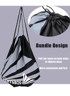 Ocean Oxford Fabric Drawstring Backpack Black, Waterproof Design, Sports Backpack, Large Capacity Backpack Suitable for Fitness, Swimming, Beach, Camping  - Image 3