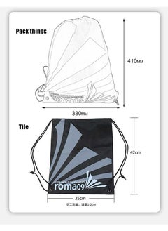 Ocean Oxford Fabric Drawstring Backpack Black, Waterproof Design, Sports Backpack, Large Capacity Backpack Suitable for Fitness, Swimming, Beach, Camping  - Image 4